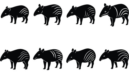 Tapir Vector Shilhouette Bundle Set Collection