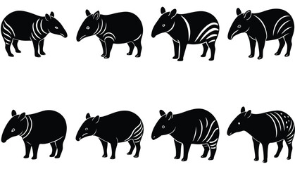 Tapir Vector Shilhouette Bundle Set Collection