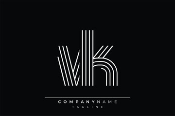 Creative VK lines letter logo design. A simplistic and elegant abstract logo design with linear patterns and initials, suitable for contemporary branding.
