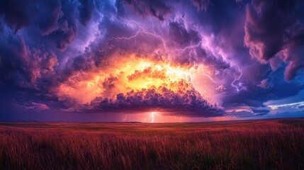 Obraz premium Dramatic Storm Over Field