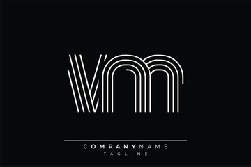 Creative VM lines letter logo design. A simplistic and elegant abstract logo design with linear patterns and initials, suitable for contemporary branding.