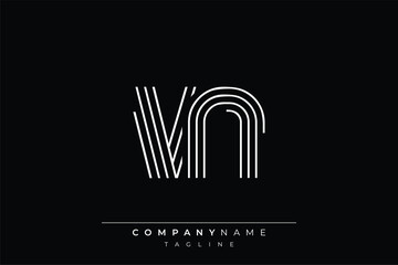 Creative VN lines letter logo design. A simplistic and elegant abstract logo design with linear patterns and initials, suitable for contemporary branding.