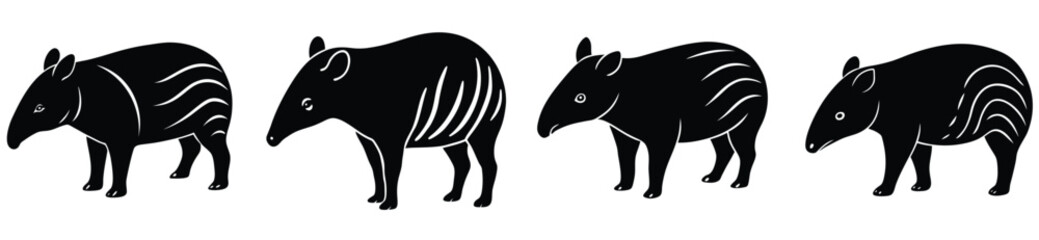 Tapir Vector Shilhouette Bundle Set Collection