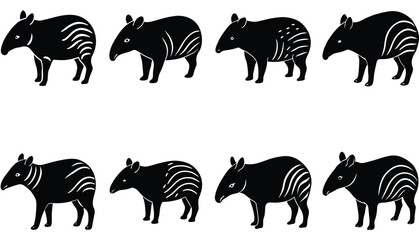 Tapir Vector Shilhouette Bundle Set Collection