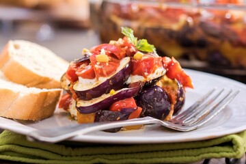 Ratatouille served with bread on a plate