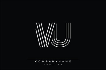 Creative VU lines letter logo design. A simplistic and elegant abstract logo design with linear patterns and initials, suitable for contemporary branding.