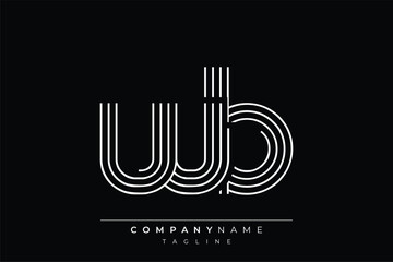Creative WB lines letter logo design. A simplistic and elegant abstract logo design with linear patterns and initials, suitable for contemporary branding.