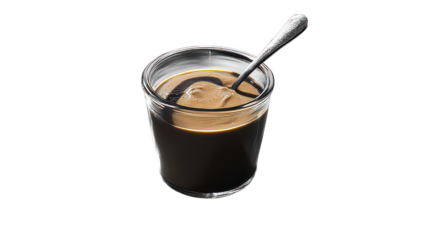 Delicious Coffee Dessert in a Glass Jar with Whipped Cream and Cocoa Powder

