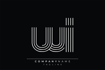 Creative WI lines letter logo design. A simplistic and elegant abstract logo design with linear patterns and initials, suitable for contemporary branding.