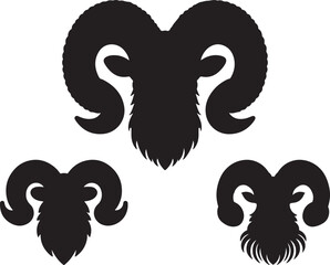 set of ram head silhouette logo, icon design vector illustration 