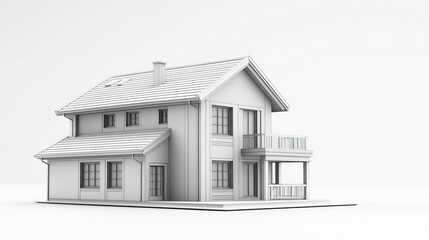 Miniature gray house model with clean lines and smooth surfaces isolated on a white background modern real estate concept.  
