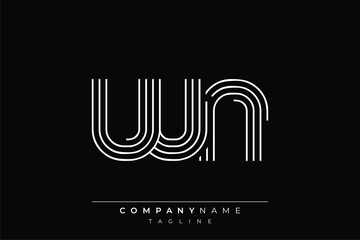 Creative WN lines letter logo design. A simplistic and elegant abstract logo design with linear patterns and initials, suitable for contemporary branding.