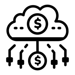 A line style icon of a cloud money storage 

