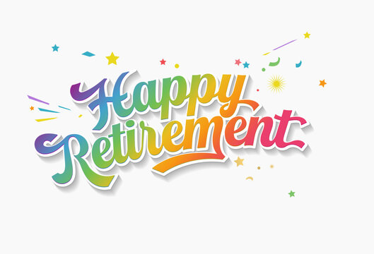 Happy retirement lettering colorful gradient calligraphy banner