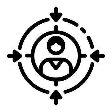 A linear style icon depicting target audience 
