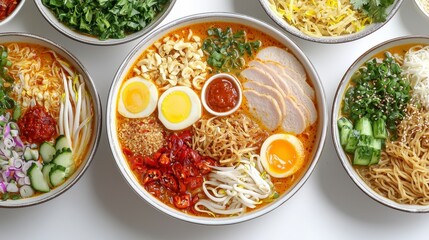 Exquisite arrangement of various asian food dishes showcasing unique ingredients and flavors for a culinary delight