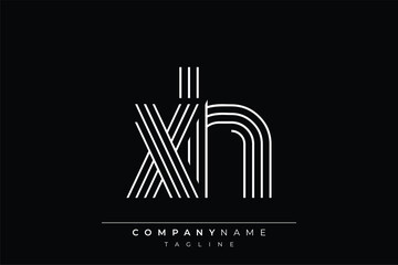 Creative XH lines letter logo design. A simplistic and elegant abstract logo design with linear patterns and initials, suitable for contemporary branding.