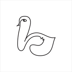 Single Line Drawing of a Swan on White Background
