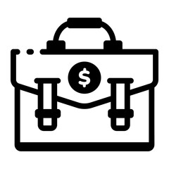 A linear style icon of a business bag with money sign 

