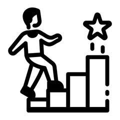 Line style icon showing career growth 
