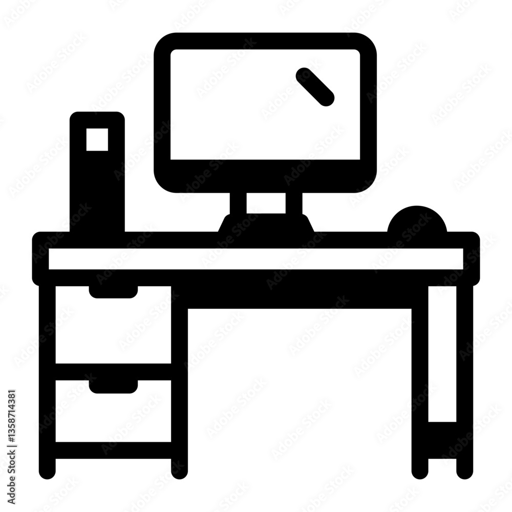 Canvas Prints a line style icon of an office desk