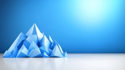 Abstract Blue Crystalline Mountain 3D Render