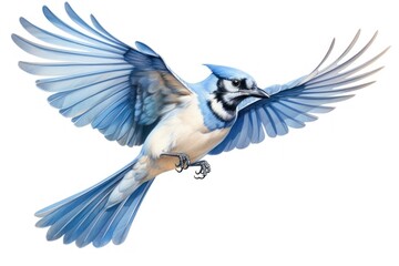 Obraz premium Blue jay bird in flight