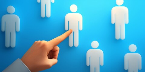 Hand Pointing at Human Figure Icons