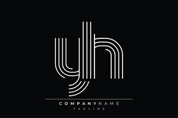 Creative YH lines letter logo design. A simplistic and elegant abstract logo design with linear patterns and initials, suitable for contemporary branding.