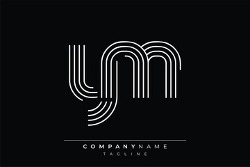 Creative YM lines letter logo design. A simplistic and elegant abstract logo design with linear patterns and initials, suitable for contemporary branding.