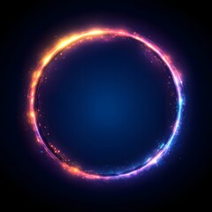 Glowing Neon Circle Ring Light Effect, Dark Background