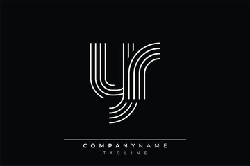Creative YR lines letter logo design. A simplistic and elegant abstract logo design with linear patterns and initials, suitable for contemporary branding.