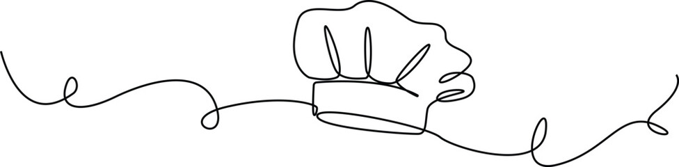continuous line chef hat. minimalist one line drawing of chef hat. single line vector illustration. isolated white background.