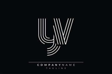 Creative YV lines letter logo design. A simplistic and elegant abstract logo design with linear patterns and initials, suitable for contemporary branding.