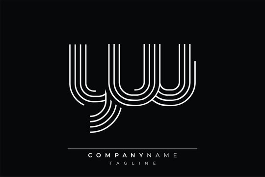 Creative YW lines letter logo design. A simplistic and elegant abstract logo design with linear patterns and initials, suitable for contemporary branding.