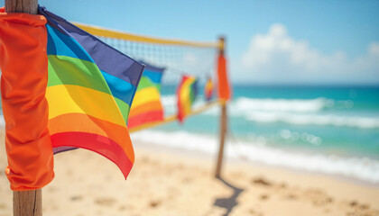Classic wedding car with pastel balloons in sunny countryside, celebration