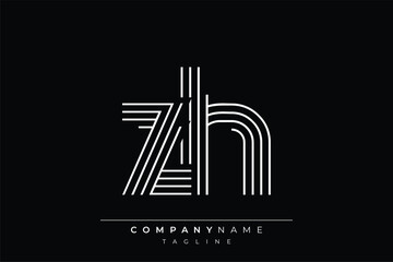 Creative ZH lines letter logo design. A simplistic and elegant abstract logo design with linear patterns and initials, suitable for contemporary branding.