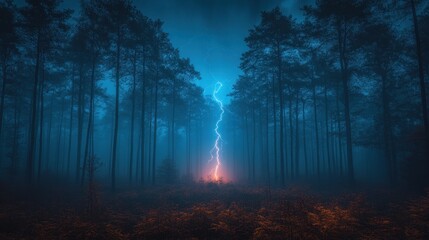 Stormy Forest Lightning Strikes