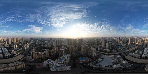 Mumbai Metro city aerial view summer evening VR 360 Equirectangular spherical panorama,environment map. HDRI,