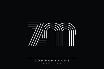 Creative ZM lines letter logo design. A simplistic and elegant abstract logo design with linear patterns and initials, suitable for contemporary branding.