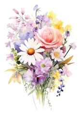 Obraz premium Vibrant watercolor floral bouquet illustration
