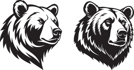 Bear Head silhouette vector design with white background.