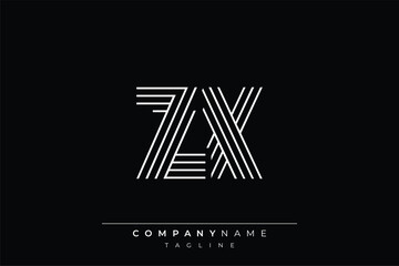 Creative ZX lines letter logo design. A simplistic and elegant abstract logo design with linear patterns and initials, suitable for contemporary branding.