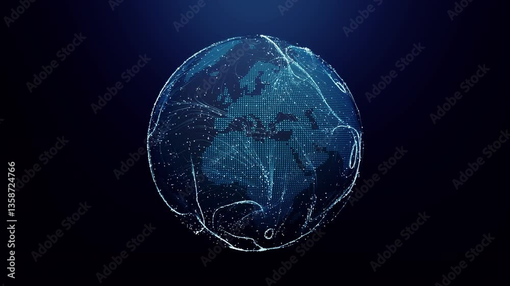 Poster global network connection concept. big data visualization. futuristic digital globe with interconnec