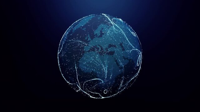 Global network connection concept. Big data visualization. Futuristic digital globe with interconnected nodes and lines, representing global connectivity, data flow, and technology in the digital age.