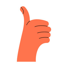 Hand gesture like. Color trendy vector illustration. Index, middle, ring, little fingers and thumb