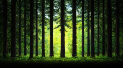 Obraz premium Forest Scene With Sunlight