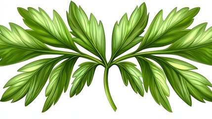Symmetrical Arrangement of Vibrant Green Leaves Displaying Natural Beauty and Botanical Detail