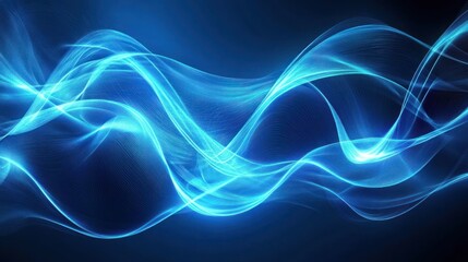 Fototapeta premium Abstract blue light waves background. Possible use Digital art, wallpaper