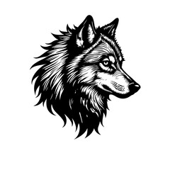 Illustration of wolf head isolated on white
